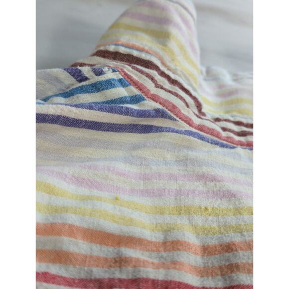 Naturals d&co Rainbow Striped Linen Blend Tunic Top Womens Large Popover Boho - Picture 15 of 16